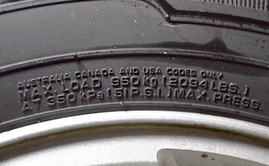 upclose markings on a tire