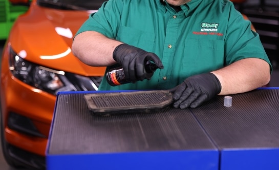 Auto parts professional cleaning an engine air filter