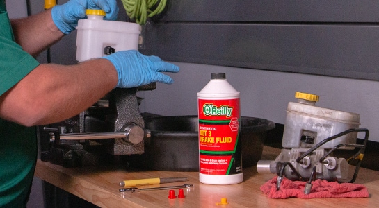 clamping down master cylinder in vise grip