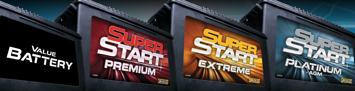 Value Battery, Super Start Premium, Super Start Extreme, and Super Start Platinum batteries