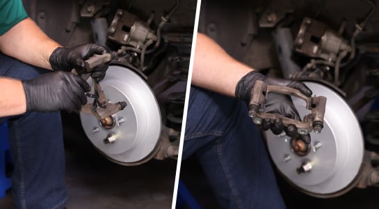 The silicone grease is applied to the bracket notches.