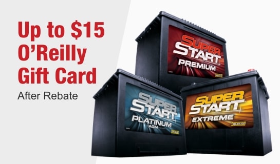 Up to $15 O’Reilly Gift Card after rebate