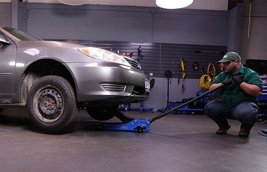 Step 21: Lower the Front End & Secure the Wheels