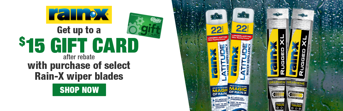 Rain-X Get up to a $15 Gift Card after rebate with purchase of select Rain-X wiper blades. Shop Now