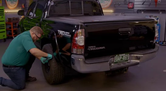 Torque the lug nuts in a star pattern to 83 foot-pounds.