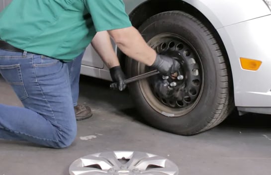 Torque the lug nuts in a star pattern to 100 foot-pounds.