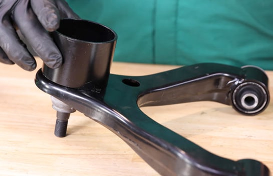 Determine the correct receiving tube for your ball joint and control arm or knuckle.