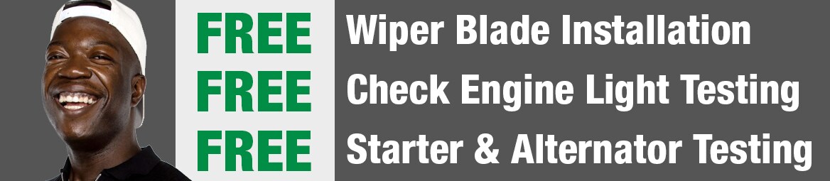 FREE Wiper Blade Installation. FREE Check Engine Light Testing. FREE Starter & Alternator Testing.