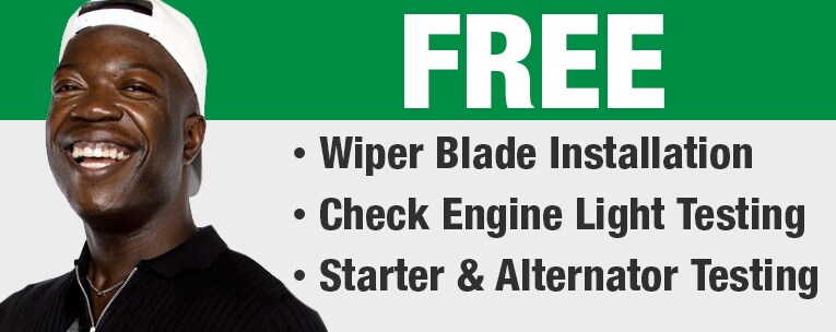 FREE Wiper Blade Installation. FREE Check Engine Light Testing. FREE Starter & Alternator Testing.