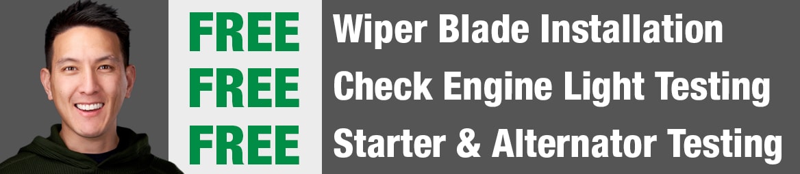 FREE Wiper Blade Installation. FREE Check Engine Light Testing. FREE Starter & Alternator Testing.