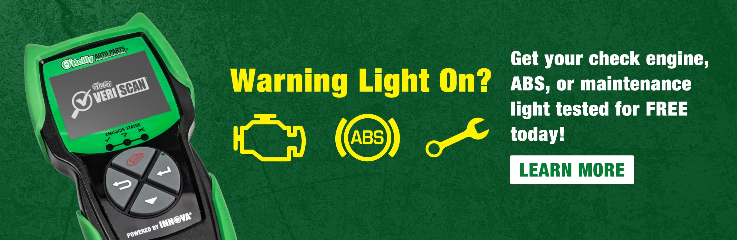 Warning Light On? Get your check engine, ABS, or maintenance light tested for FREE today! Learn More