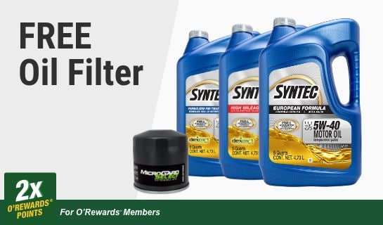 2x O'Rewards Points and a FREE Oil Filter