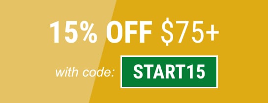 15% OFF $75+ WITH PROMO CODE: START15, Online Only