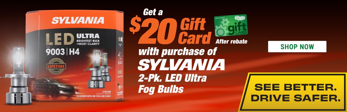 Get a $20 Gift Card after rebate with purchase of Sylvania 2-Pk. LED Ultra Fog Bulbs. SHOP NOW