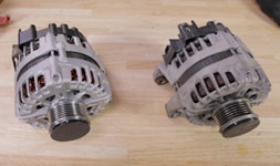 Alternators being compared side-by-side