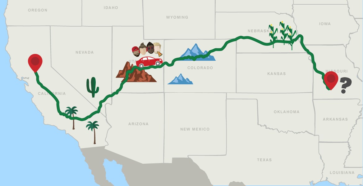 Departing from Sacramento, California, four Bros embark on a cross-country road trip to the Midwest.