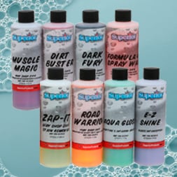 superior products on soapy background